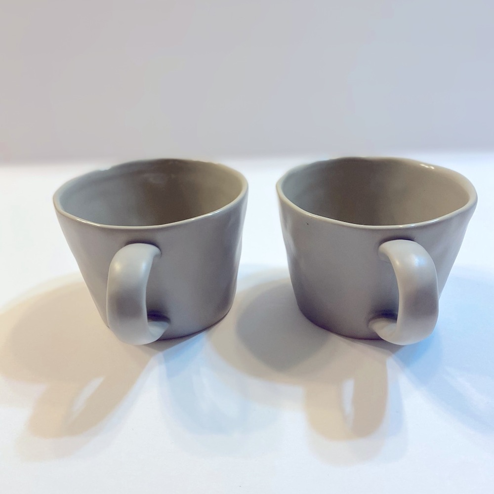 World Market set of two powder gray mugs